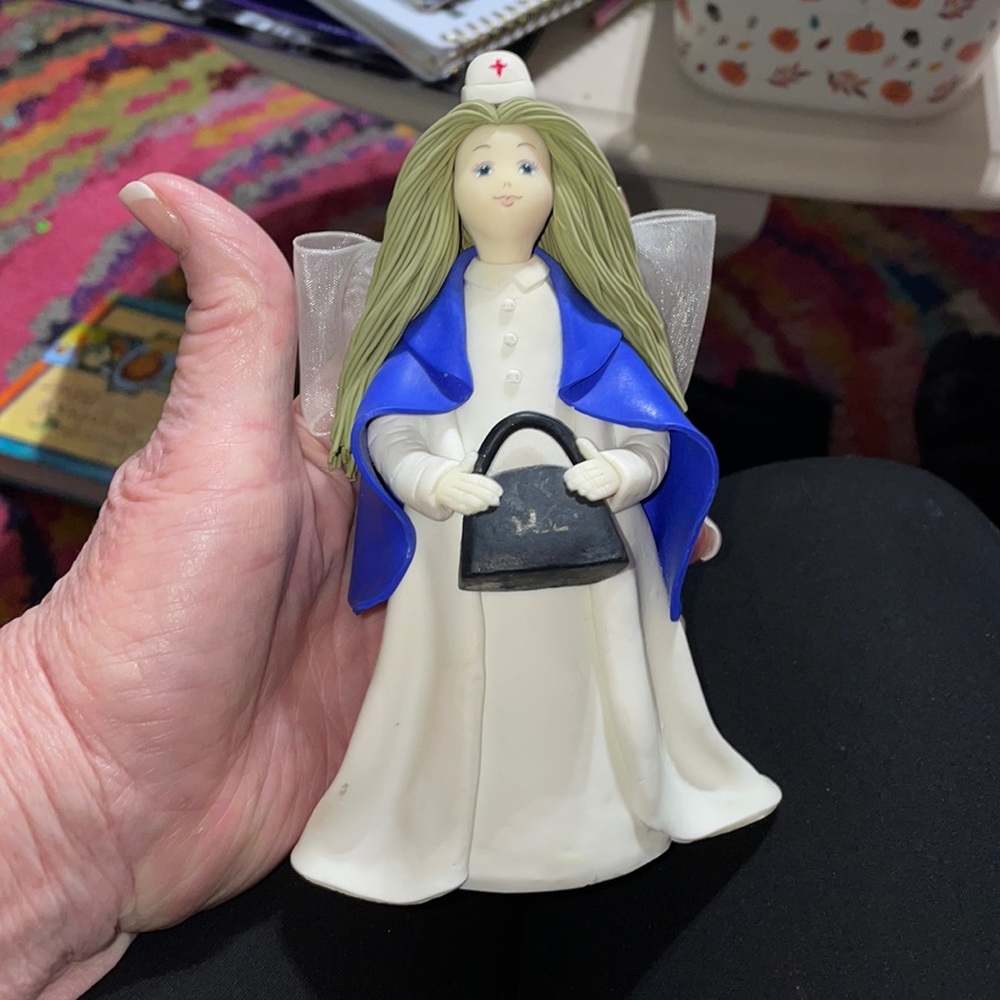 Vintage Nurse Nursing polymer clay figurine 6.5”Kneaded